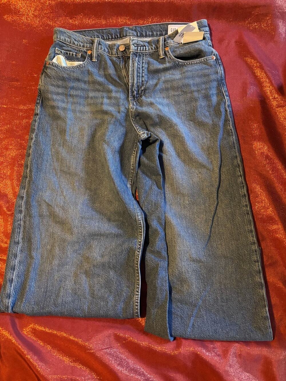 GAP Jeans Womens 29 Baggy Mid Rise Relaxed Wide Leg Cuffed Blue Denim New w Tags